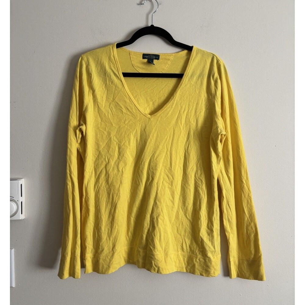 Y2K VTG 2000s Lauren Ralph Lauren Jeans Co Bright Neon Yellow Shirt LARGE